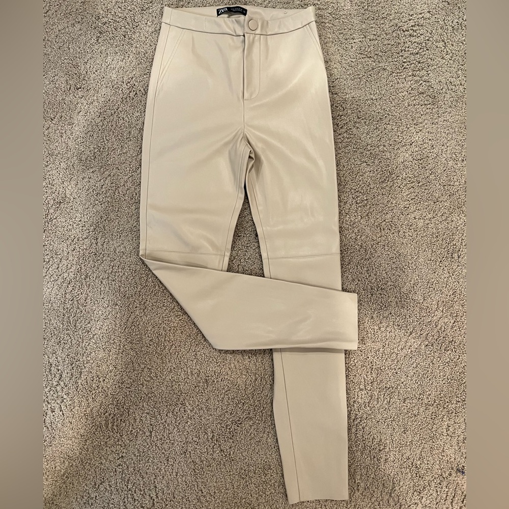 Zara Tan Skinny Leather Pants